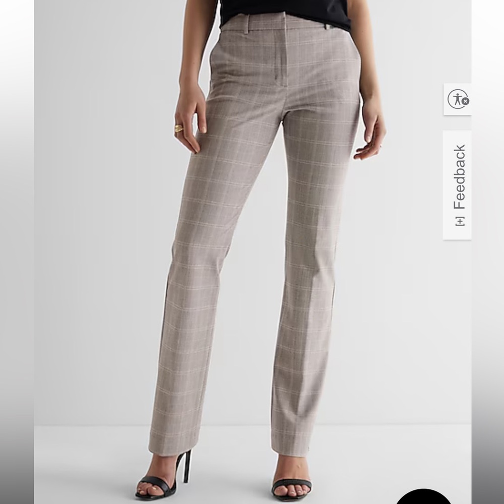 Express Taupe Plaid Women's Straight Leg Pants